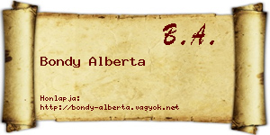 Bondy Alberta névjegykártya